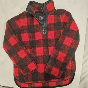 Abercrombie plaid quarter zip sherpa